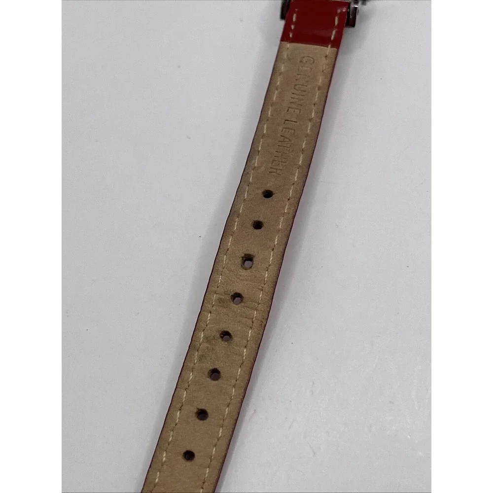 Liz‎ Claiborne Women's Quartz Watch Red Leather Band 32mm Case- New Battery